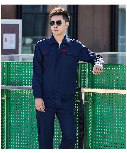 工作服纯棉夏长袖藏蓝灰色套装全棉电厂工装绣logo工厂厂服定制# cms